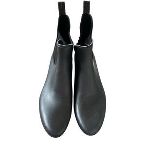 J Crew Womens Black Rubber Rain Ankle Boots Size 8